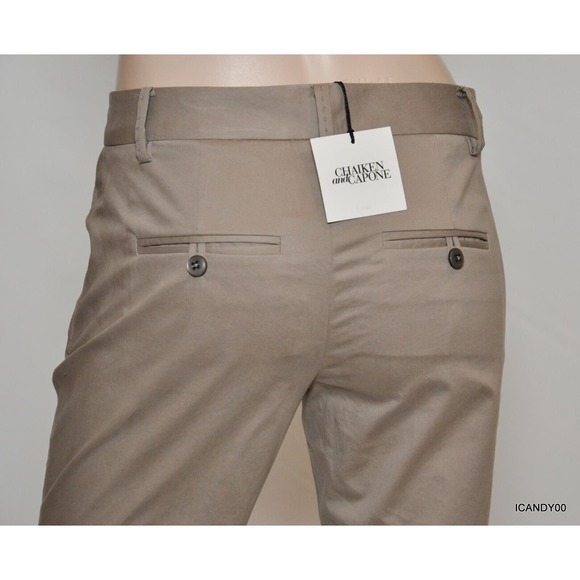 Chaiken and Capone JACKIE Pants Cropped Bootcut Trousers Chinos Stone 4 Nwt $185 - Picture 4 of 5